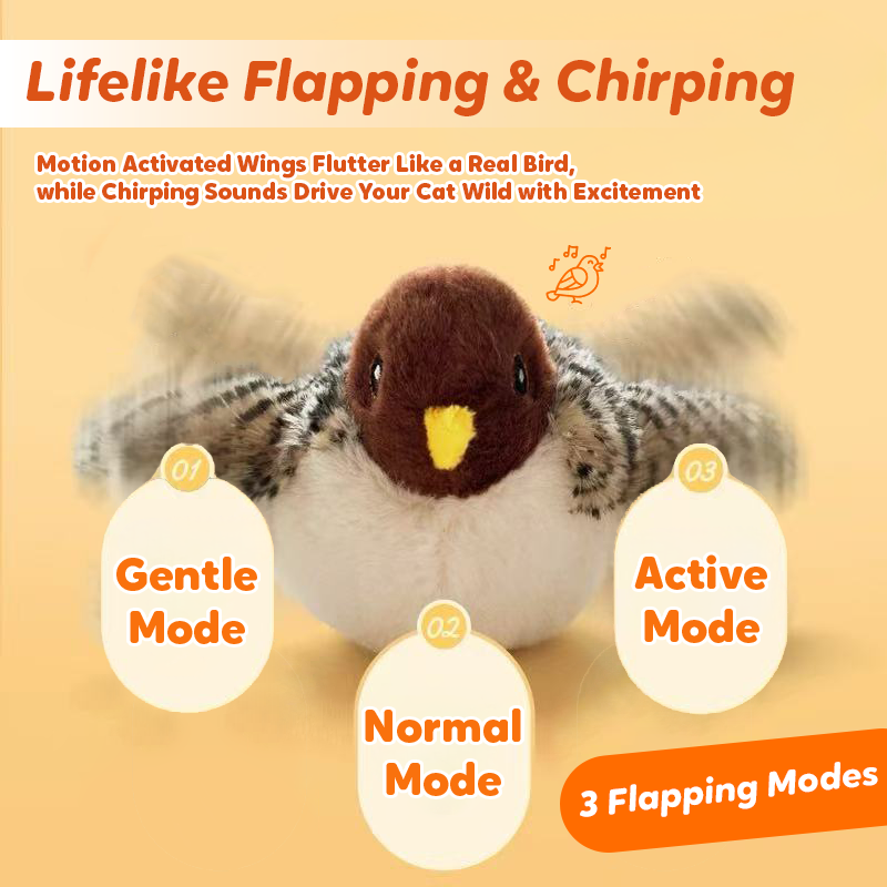 Pawbola Rechargeable Flapping Bird Sparrow Chirp Tweet Cat Toy
