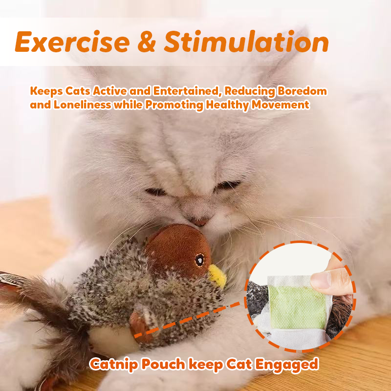Pawbola Rechargeable Flapping Bird Sparrow Chirp Tweet Cat Toy