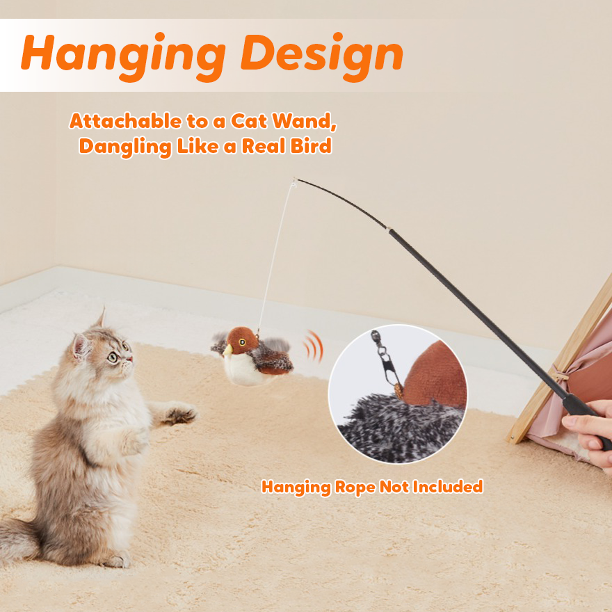 Pawbola Rechargeable Flapping Bird Sparrow Chirp Tweet Cat Toy