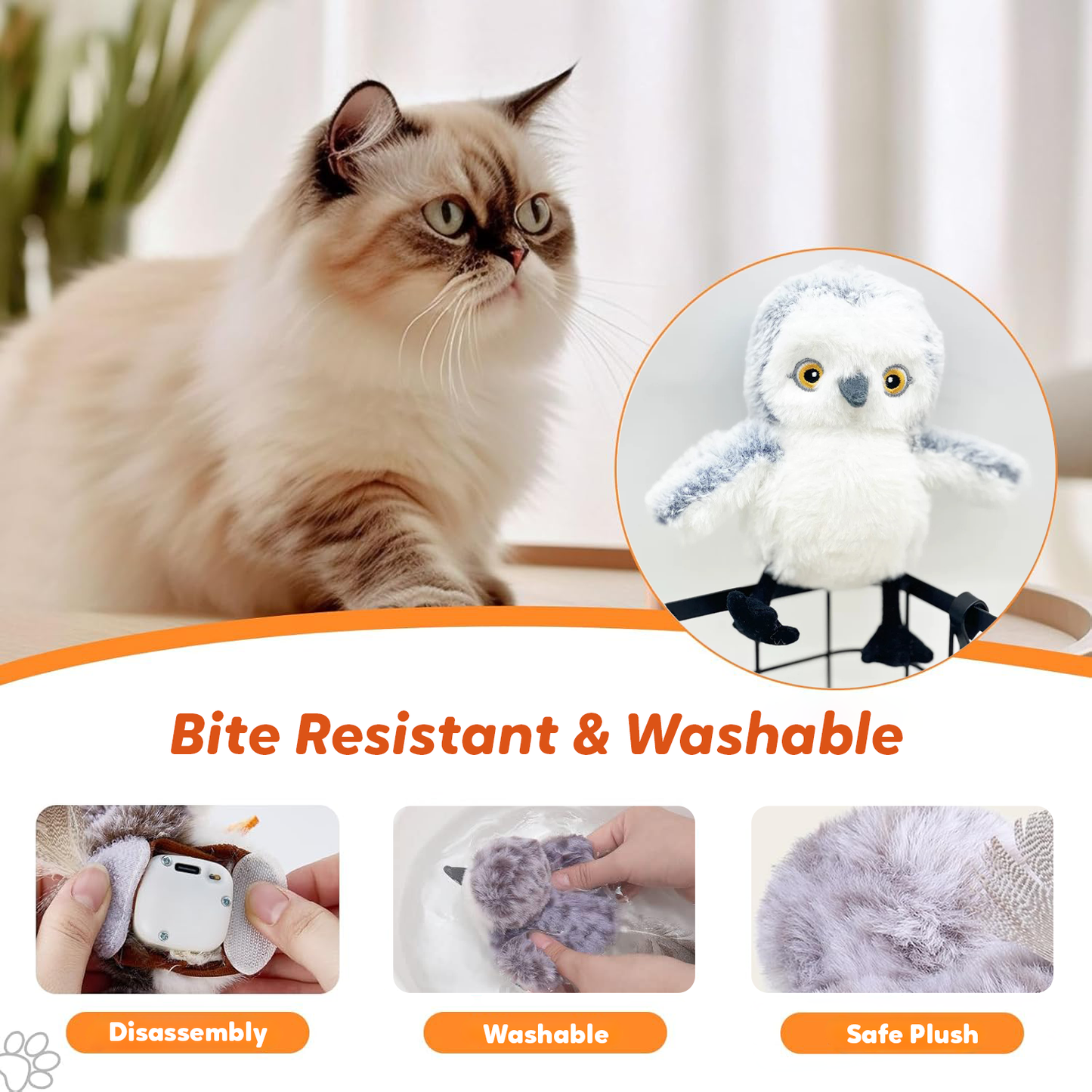 Pawbola Rechargeable Flapping Bird Sandpiper Chirping Cat Toy