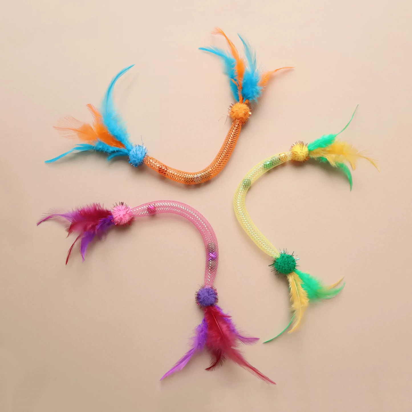 Pawbola Catnip Elastic Chew Rope with Feather and Bell (3 Count)
