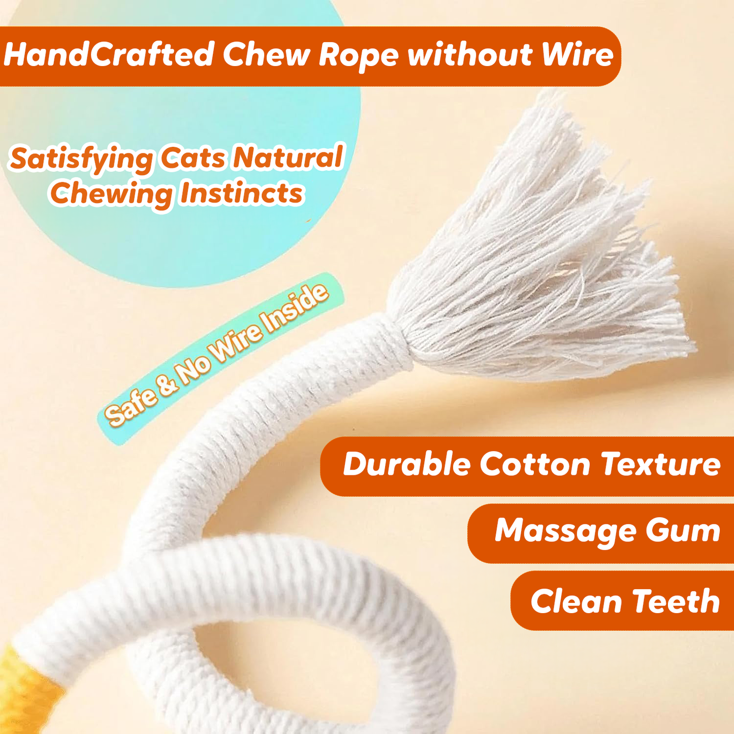 Pawbola Cheese and Carrot Catnip Cotton Chew Rope (2 Count)