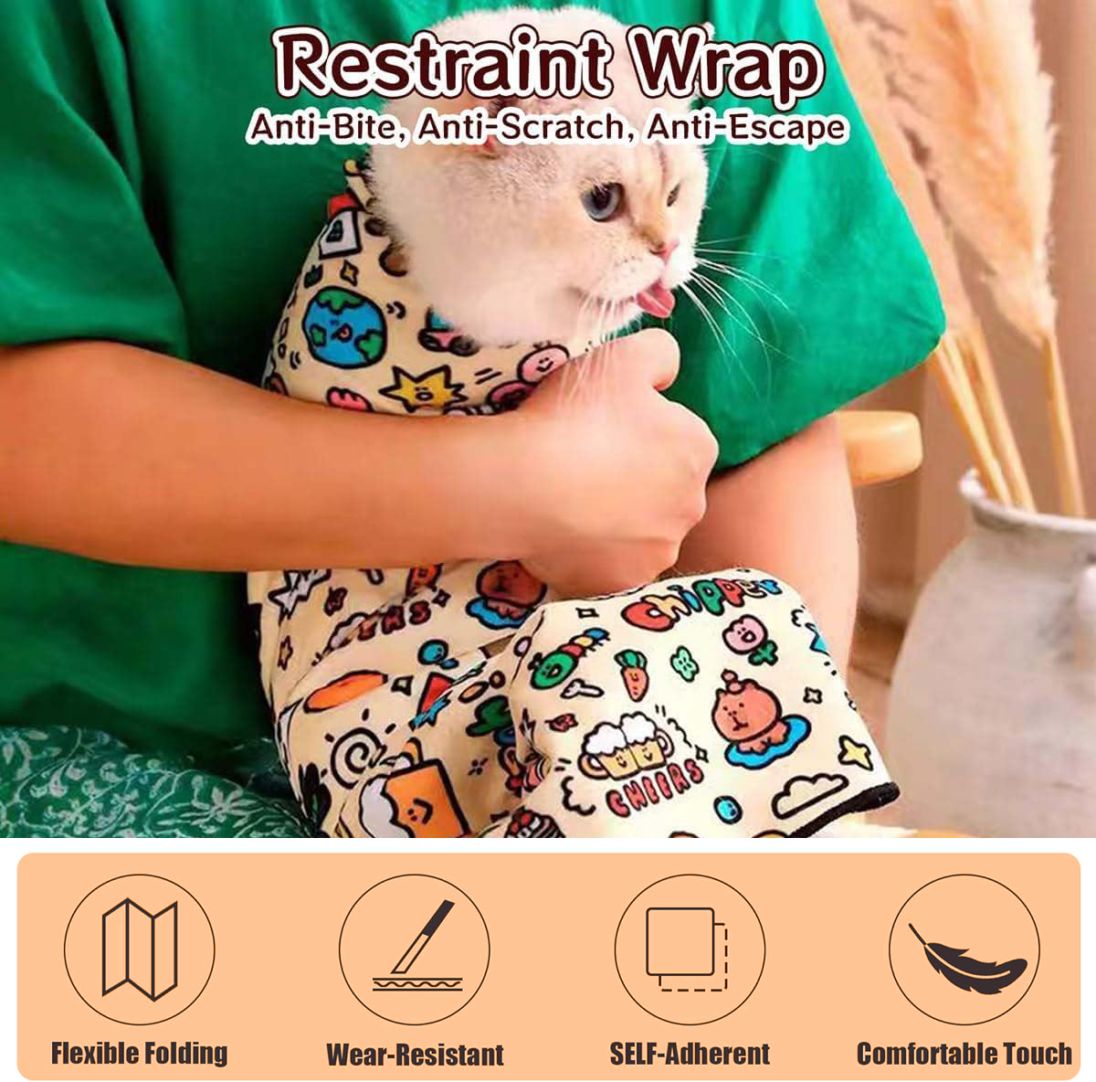 Pawbola Self Adhesive Cat Wrap Grooming Blanket