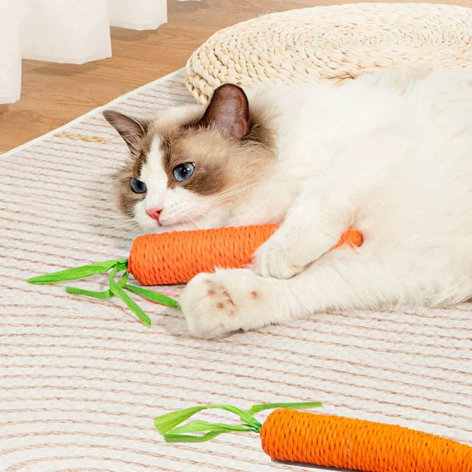Pawbola Sound Cotton Carrot Cat Chew Toy (2 Count)