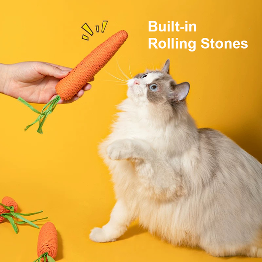Pawbola Sound Cotton Carrot Cat Chew Toy (2 Count)