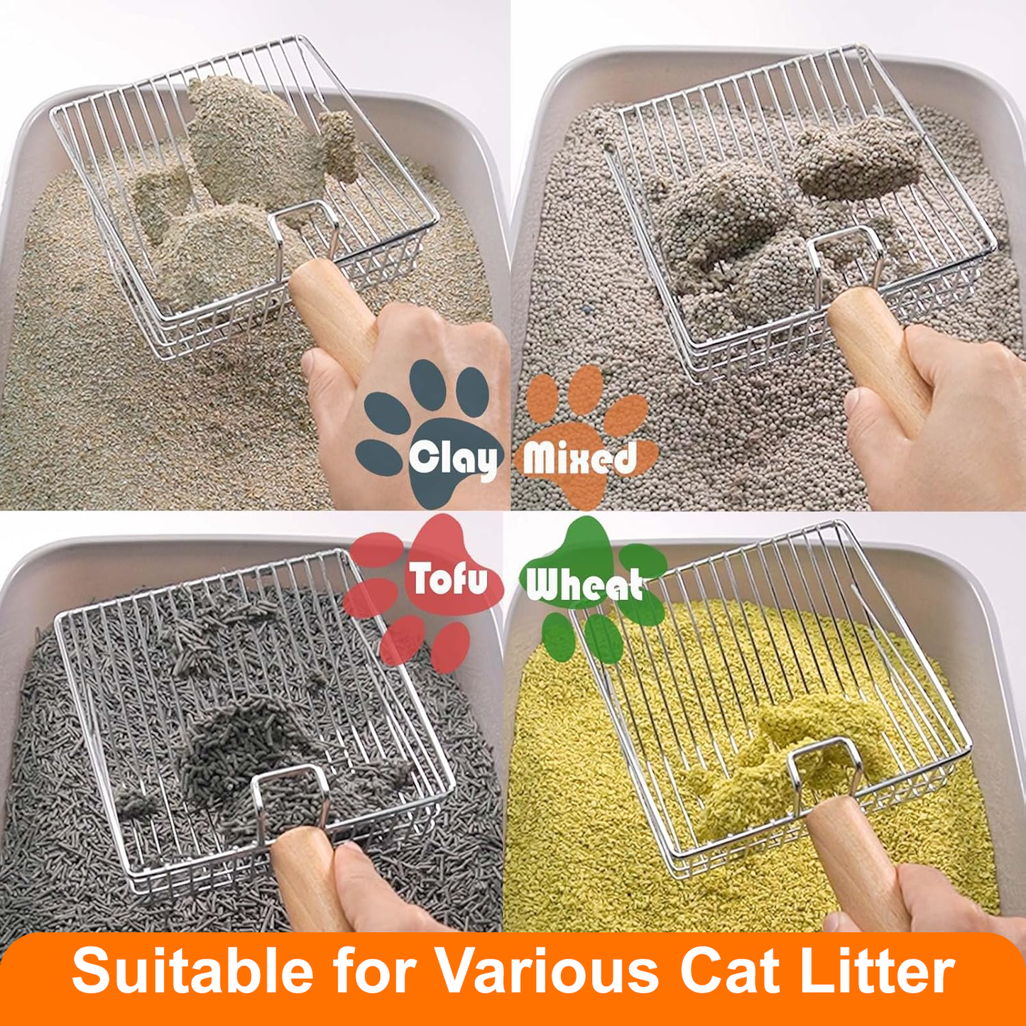 Pawbola Cat Litter Scoop with Holder, Gray