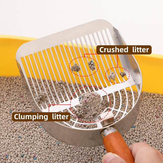 Pawbola Dual Width Holes Stainless Steel Cat Litter Scoop