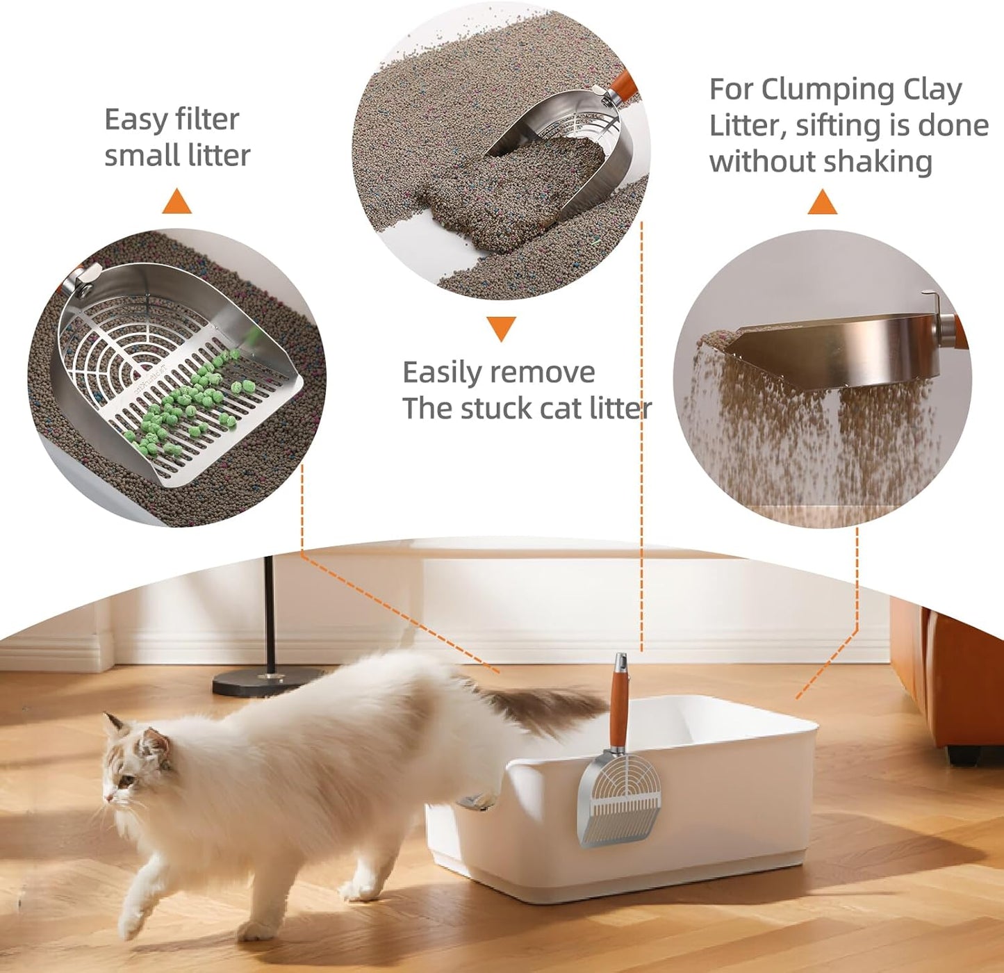 Pawbola Dual Width Holes Stainless Steel Cat Litter Scoop