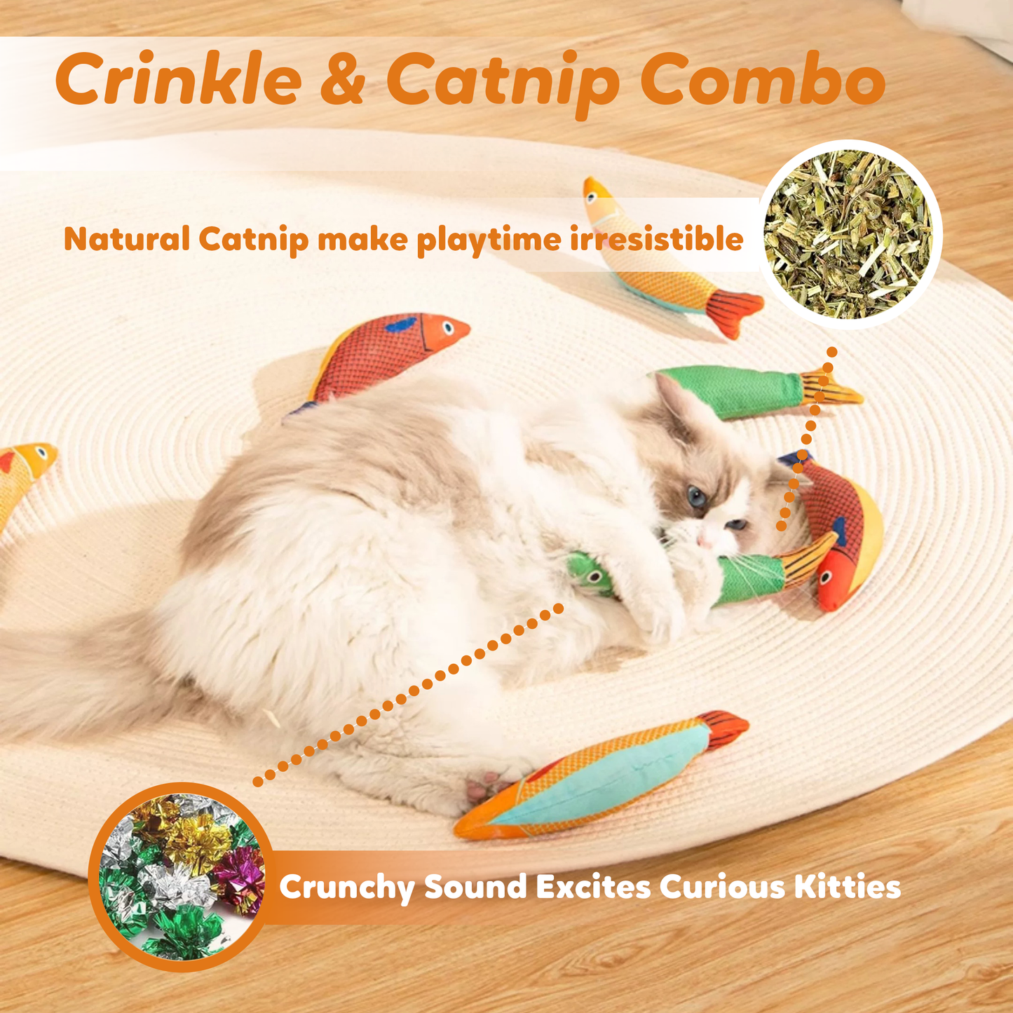 Pawbola Catnip Crinkle Cat Saury Fish Toy (3 Count)