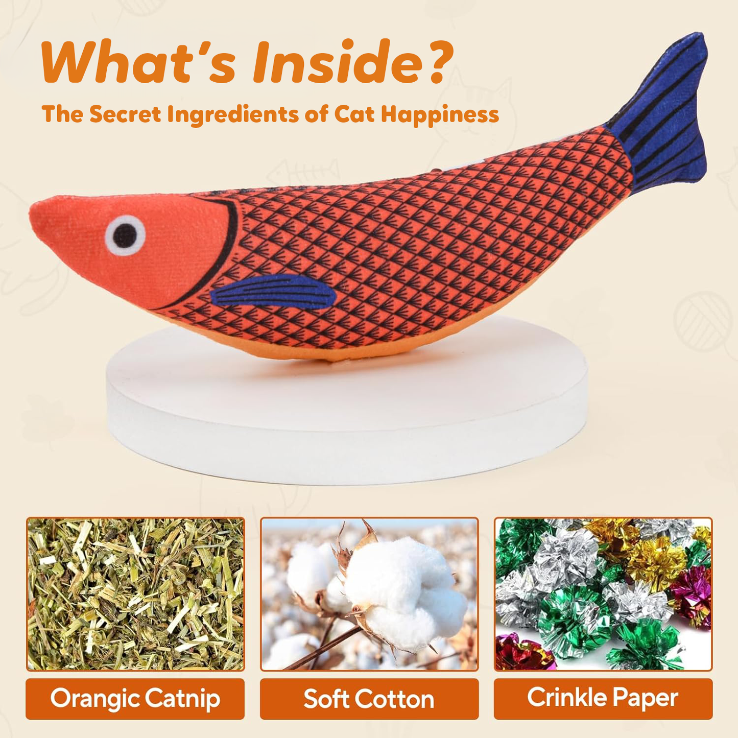 Pawbola Catnip Crinkle Cat Saury Fish Toy (3 Count)