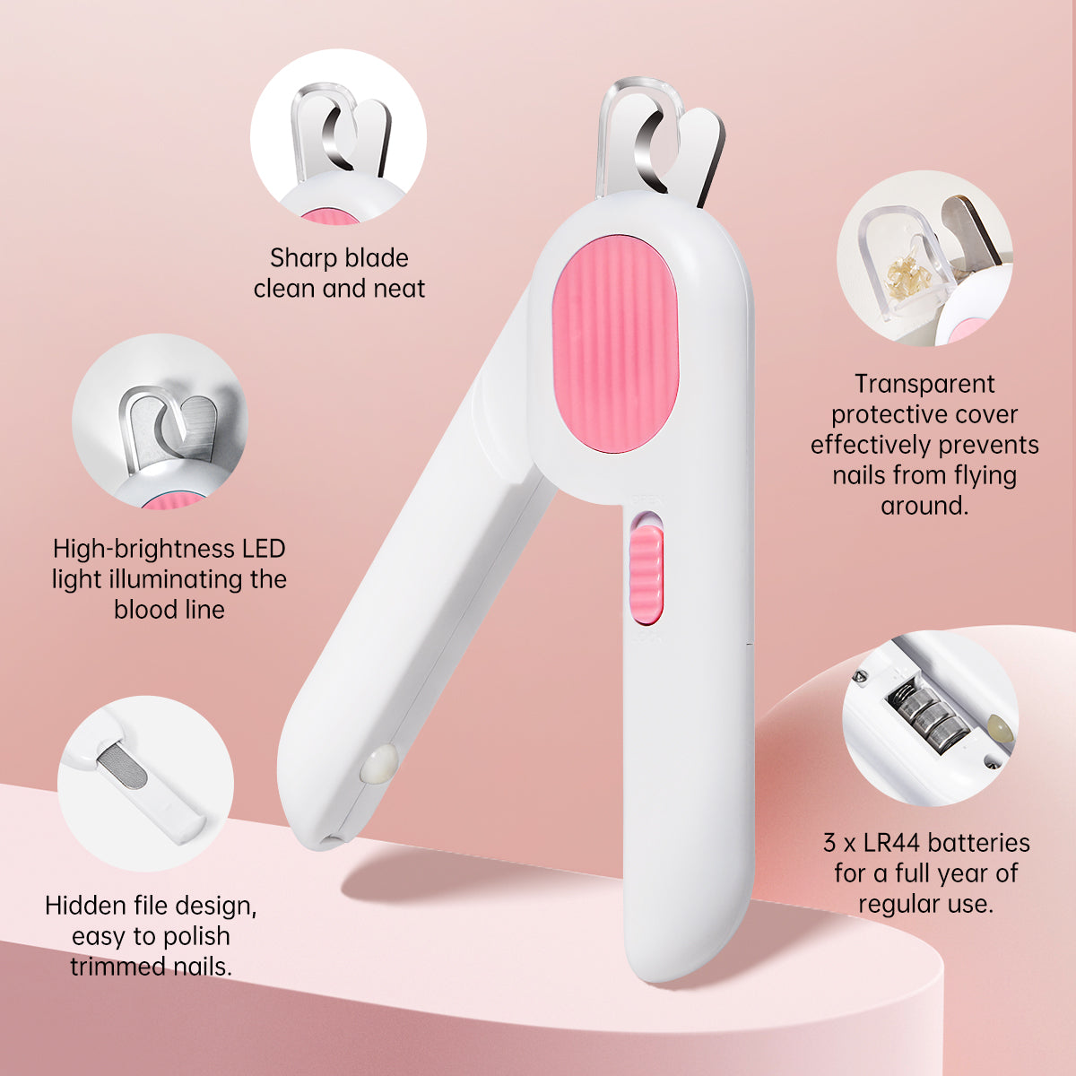 Pawbola Extra Large LED Light Cat Nail Clipper with Nail File