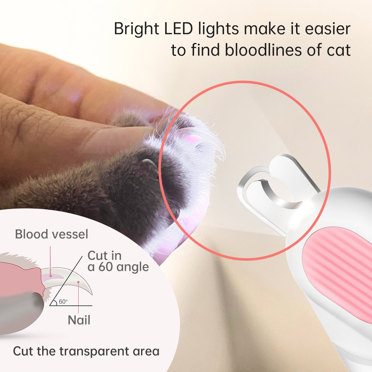 Pawbola Extra Large LED Light Cat Nail Clipper with Nail File