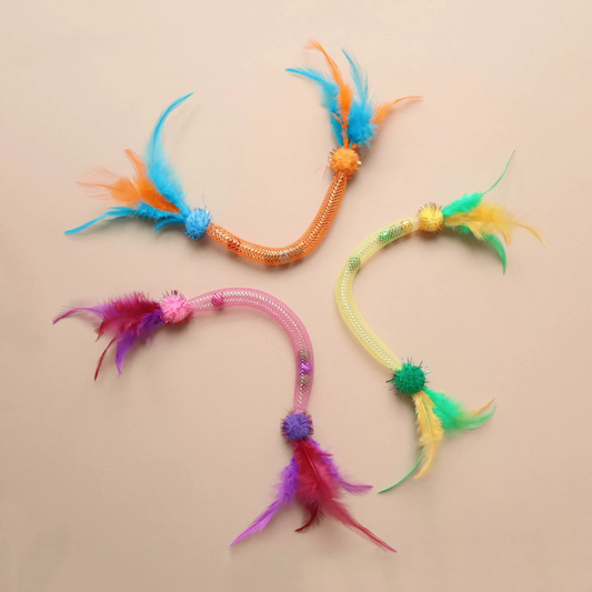 Pawbola Catnip Elastic Chew Rope with Feather and Bell (3 Count)