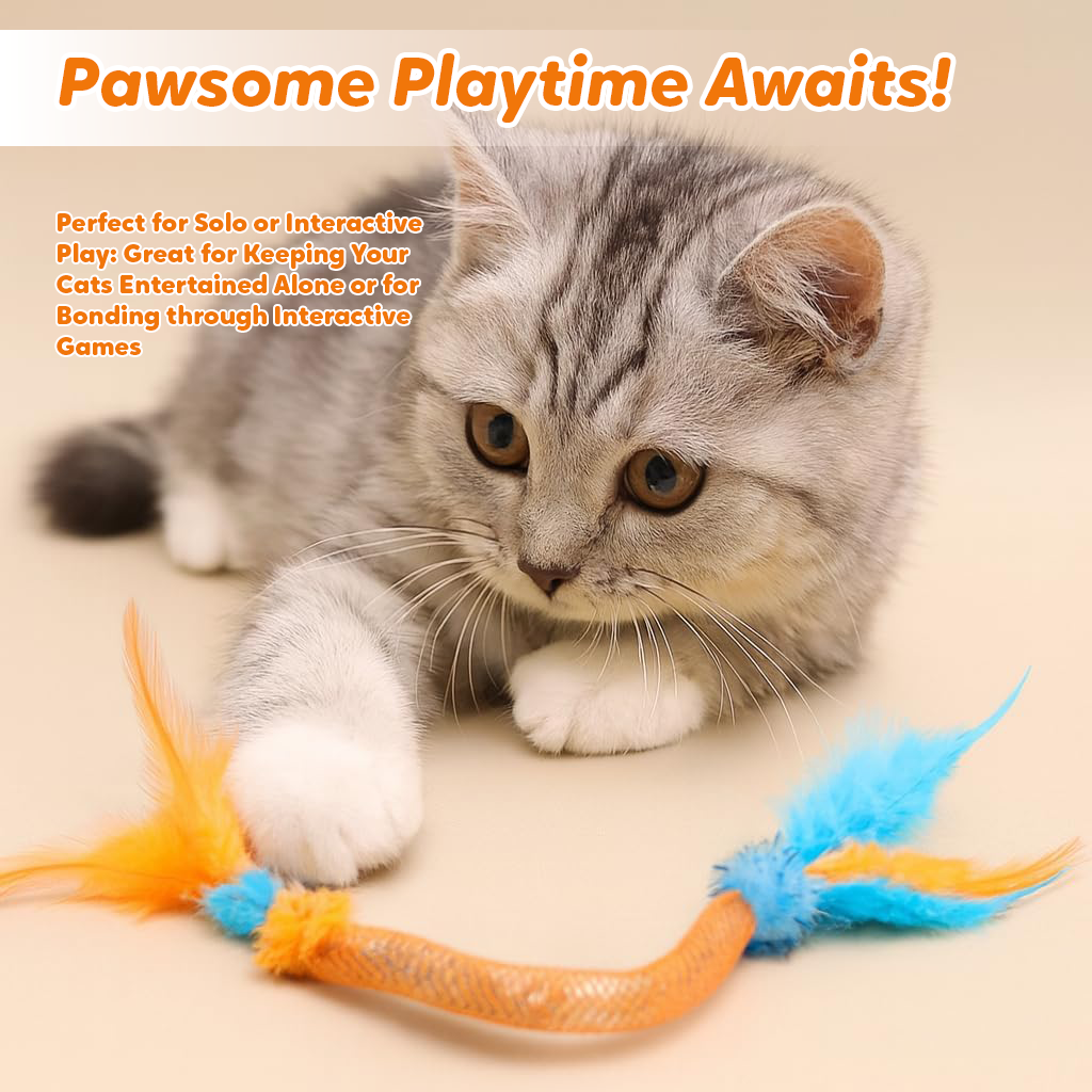 Pawbola Catnip Elastic Chew Rope with Feather and Bell (3 Count)