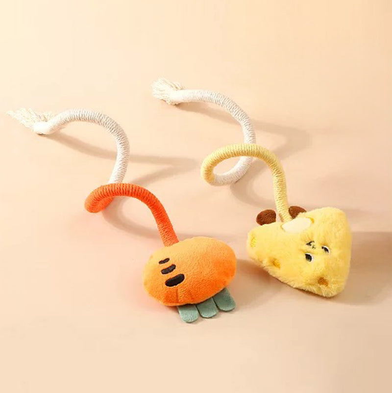 Pawbola Cheese and Carrot Catnip Cotton Chew Rope (2 Count)