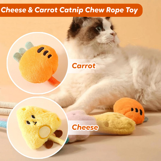 Pawbola Cheese and Carrot Catnip Cotton Chew Rope (2 Count)