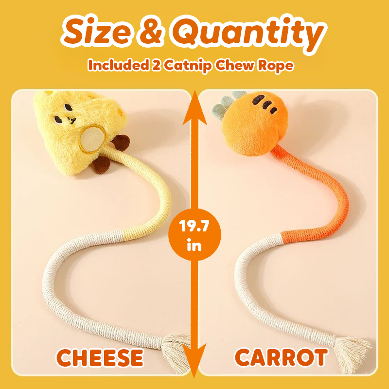 Pawbola Cheese and Carrot Catnip Cotton Chew Rope (2 Count)